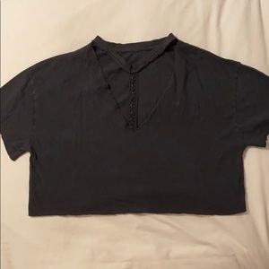 Oversized Cut Out Crop Tee with Grommet Details